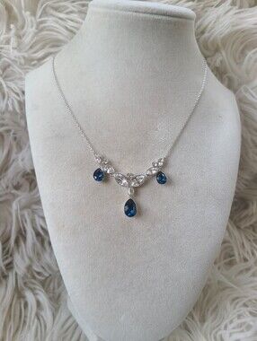 Stunning Swarovski Blues Drop Shape Necklace- Excellent Condition